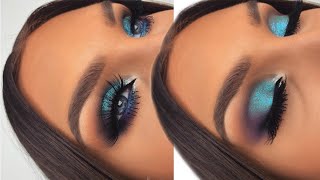 Glittery Blue Smokey Eyes Using ABH x Amrezy Eyeshadow Palette [upl. by Mutz200]