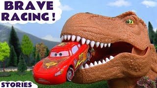 Dinosaurs for Kids with McQueen Toy Racing Stories [upl. by Elrae]