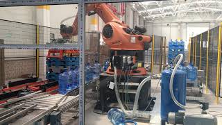 Robot palletizer for 5 gallon water bottles [upl. by Tobe]