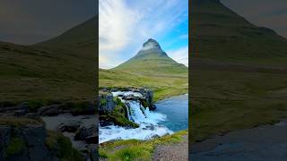 🇮🇸🌈🥰🧊🐎 kirkjufell icelandtravel iceland [upl. by Esinned]