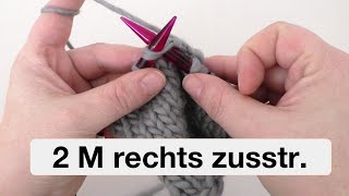 2 Maschen rechts zusammen stricken  2 M re zusammenstr [upl. by Alyakem]