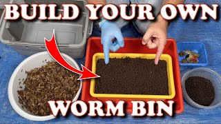 How To Start A Worm Bin With Any Container  Vermicompost Worm Farm [upl. by Cargian]