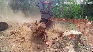 Fastest Tree Harvester Removal Equipment  Removing A Tree Stump With Excavator  Excavator Ripper [upl. by Juliann207]