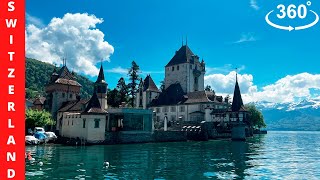 A Scenic Relaxation Walking Tour With Ambient SoundsOberhofen Switzerland 4K360 VR [upl. by Halford]