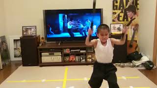 Bruce Lees movie nunchaku scene performance Ryusei 7yearold [upl. by Reniti]