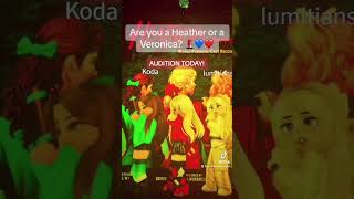 Heathers The Musical  AUDITIONS roblox bloxburg bloxburgmusical heathers heathersthemusical [upl. by Nickie]