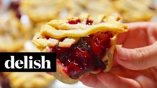 How To Make Muffin Tin Cherry Pies  Delish [upl. by Charo]