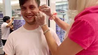 Piercing my boyfriend’s ears at Claire’s [upl. by Harte414]