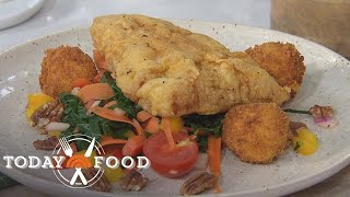 Collard greens salad with fried catfish Get the recipe [upl. by Finkelstein]