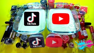 Mezclando Slime de Tiktok VS Youtube rojo vs negro  Supermanualidades [upl. by Iviv]