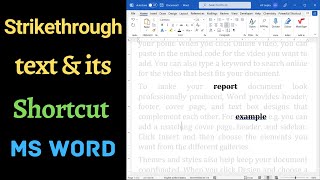 How to Strikethrough text in Word and its keyboard shortcut 2021 [upl. by Stanford]