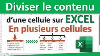 Diviser le contenu dune cellule sur Excel en plusieurs cellules pour obtenir différentes colonnes [upl. by Eidarb776]