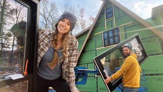 Installing Windows  Preparing for Siding  CABIN BUILD [upl. by Enimajneb]