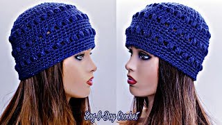 How To Crochet A Beanie Hat  Galaxy Blue Beanie  Bag O Day Crochet Tutorial 577 [upl. by Yeoj861]