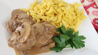 OMAS Hausmannskost  Schweinemedaillons in Champignonrahmsoße  BESTES REZEPT [upl. by Htelimay]