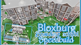 Blush bloxburg school with dorms  bloxburg speed build  School Tour [upl. by Kurr154]