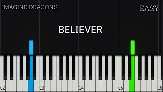 Imagine Dragons  Believer  EASY Piano Tutorial [upl. by Oivaf]