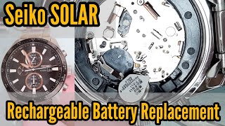 Seiko SOLAR V176 Rechargeable Battery Replacement  Watch Repair Channel  SolimBD [upl. by Schweiker]