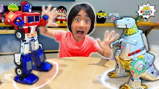 This Toy Robot Transforms by itself Grimlock vs Optimus Prime and Buzz Lightyear [upl. by Blus]