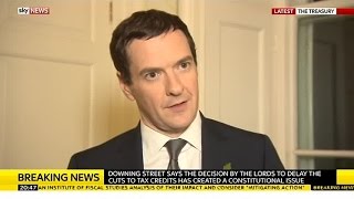 George Osborne Reacts To Governments Tax Credits Defeat [upl. by Alyt933]