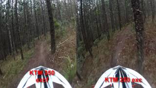 KTM 350 excf vs KTM 250 exc  Same Rider Same Track and sidebyside comparison [upl. by Elvina]