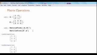 Mathematica Matrix Operations [upl. by Bernadette1]