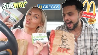 Trying VEGAN vs NONVEGAN Fast Food Greggs KFC Subway McDonalds [upl. by Ilise]