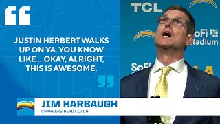 Jim Harbaugh introduced as Chargers head coach  CBS Sports [upl. by Butte729]