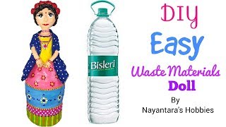 DIY Easy Doll From Waste Materials  Plastic Bottle craft [upl. by Ancelin170]