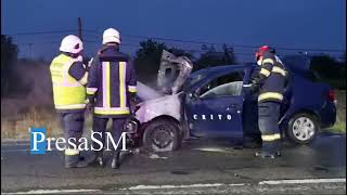 Accident urmat de incendiu în municipiul Satu Mare [upl. by Dyanne]