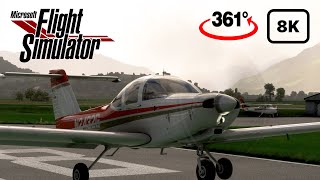 MSFS 8K360°  PA38 Tomahawk TakeoffLanding Piper PA38 by JustFlight [upl. by Muraida]