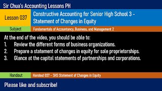 FABM2 Lesson 037  Statement of Changes in Equity [upl. by Onra109]