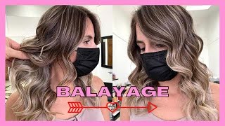 How to Ash Golden Balayage Highlights on Dark Hair  Blonde Balayage Hairstyle Olaplex and Fanola [upl. by Fugazy]