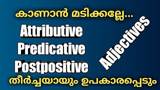 Types of Adjectives Attributive Predicative and Postpositivevideotutorial by English Eduspot Blog [upl. by Janeczka]