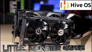 EVGA RTX 3060 Ti XC GAMING  MINING HASH RATE AND OVERCLOCKING HIVE OS LITTLE MONSTER 64 MHS [upl. by Yesrod]