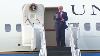 Air Force 1 arrives for President Trumps tour of Wapakoneta paper plant [upl. by Peckham]