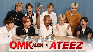 ‘OMKalen’ Kalen’s Kultural Mukbang with KPop Group ATEEZ [upl. by Berlyn97]