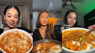 SPICY BULDAK NOODLES MUKBANG 🍜  TIKTOK FOOD COMPILATION [upl. by Farrow]