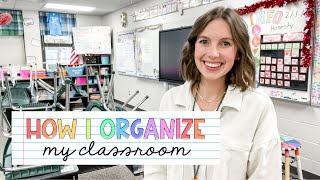 HOW I ORGANIZE MY CLASSROOM  organize with me third grade classroom [upl. by Enitsuga796]