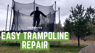 How to Repair a Trampoline Safety Net  Hold it up in place [upl. by Yecac]