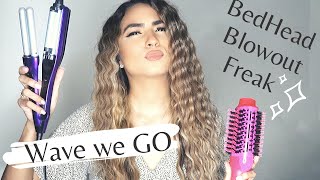 BED HEAD BLOW OUT FREAK amp A WAVE WE GO REVIEW  BETTER THAN THE REVLON SPANGLISH [upl. by Sirrad]