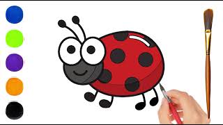 Drawing Painting Coloring Cockchafer for Kids amp Toddlers  Super Easy [upl. by Tenaej]