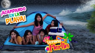 ⛺️ACAMPANDO EN LA PLAYA 🌊 NOS QUEDAMOS SIN HOTEL😩 VERANO MERLIN [upl. by Merralee796]