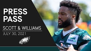 Boston Scott amp Milton Williams Have Some Fun Talk Eagles Training Camp  Eagles Press Pass [upl. by Poirer]