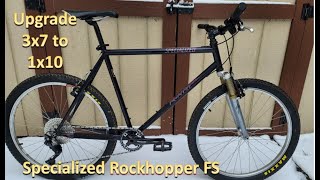 Upgrading a vintage mountain bike from 3x7 to 1x10 using the same wheels Starring a 90s Rockhopper [upl. by Virgin]