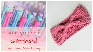 DIY SchleifenStirnband mit dem Strickring Knitting Loom  Perlmuster [upl. by Ityak]