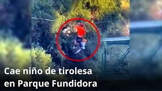 Cae niño de tirolesa en Fundidora [upl. by Cornwall]