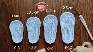 Suelas a Crochet para Zapatitos de bebé todas las tallas paso a paso [upl. by Attelra]