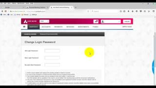 Changing Axis Bank User Login Password [upl. by Hazeefah11]