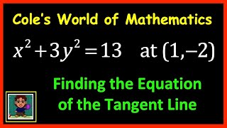 Equation of the Tangent Line Using Implicit Differentiation ❖ Calculus 1 [upl. by Sula111]